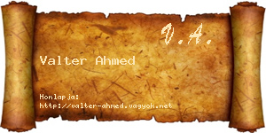 Valter Ahmed névjegykártya